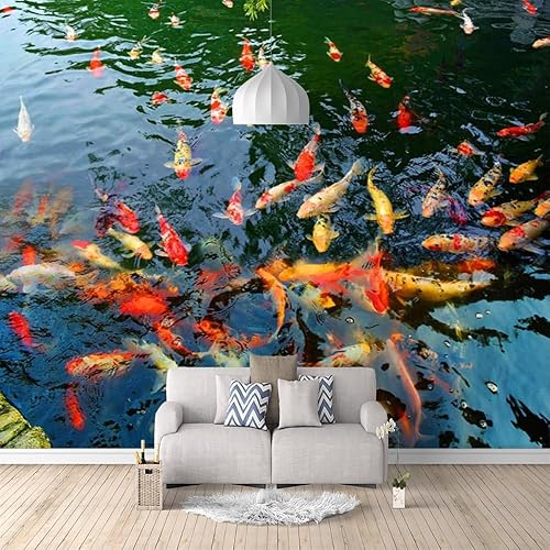 Miniatura 2 de HaDLAM Papel pintado de peces dorados de estanque, impresión 3D de paisaje natural, autoadhesivo, para el hogar, para niños, niñas, dormitorio,