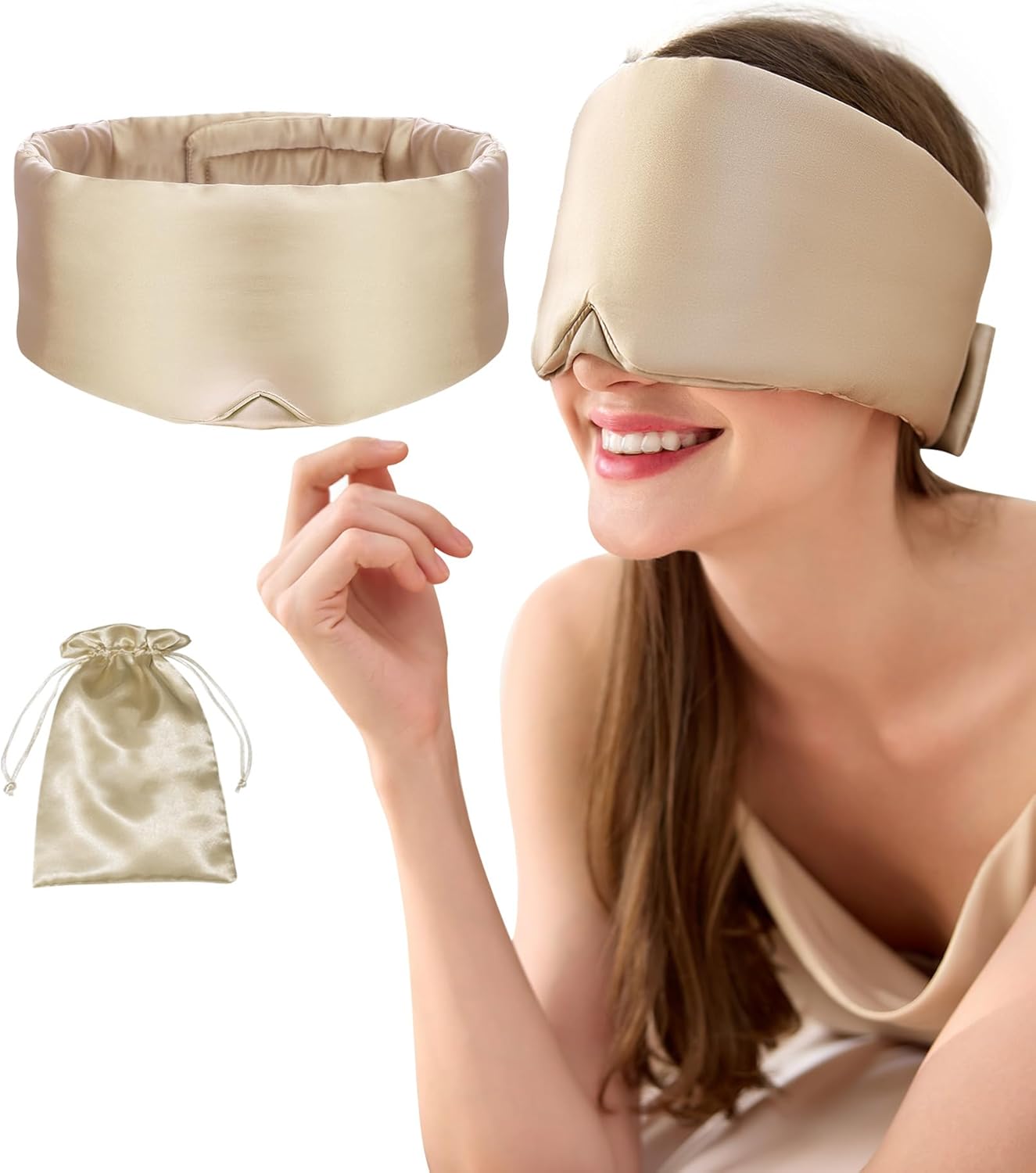 100% Mulberry Silk Sleep Mask, Complete Blackout, Adjustable Velcro Strap, Nasal Wing Design, Large Size, No Eye Cups, Perfect for Side Sleepers, Unisex (Taupe) 100% Mulberry Silk Sleep Mask, Complete Blackout, Adjustable Velcro Strap, Nasal Wing Design, Large Size, No Eye Cups, Perfect for Side Sleepers, Unisex (Taupe)