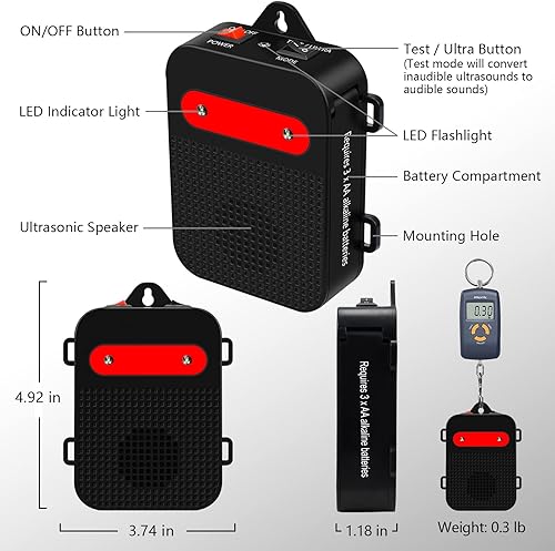 Miniatura 2 de Angveirt Repelente de roedores para debajo del capó, funciona con pilas, repelente ultrasónico de ratones para autos, disuasorio de ratones para
