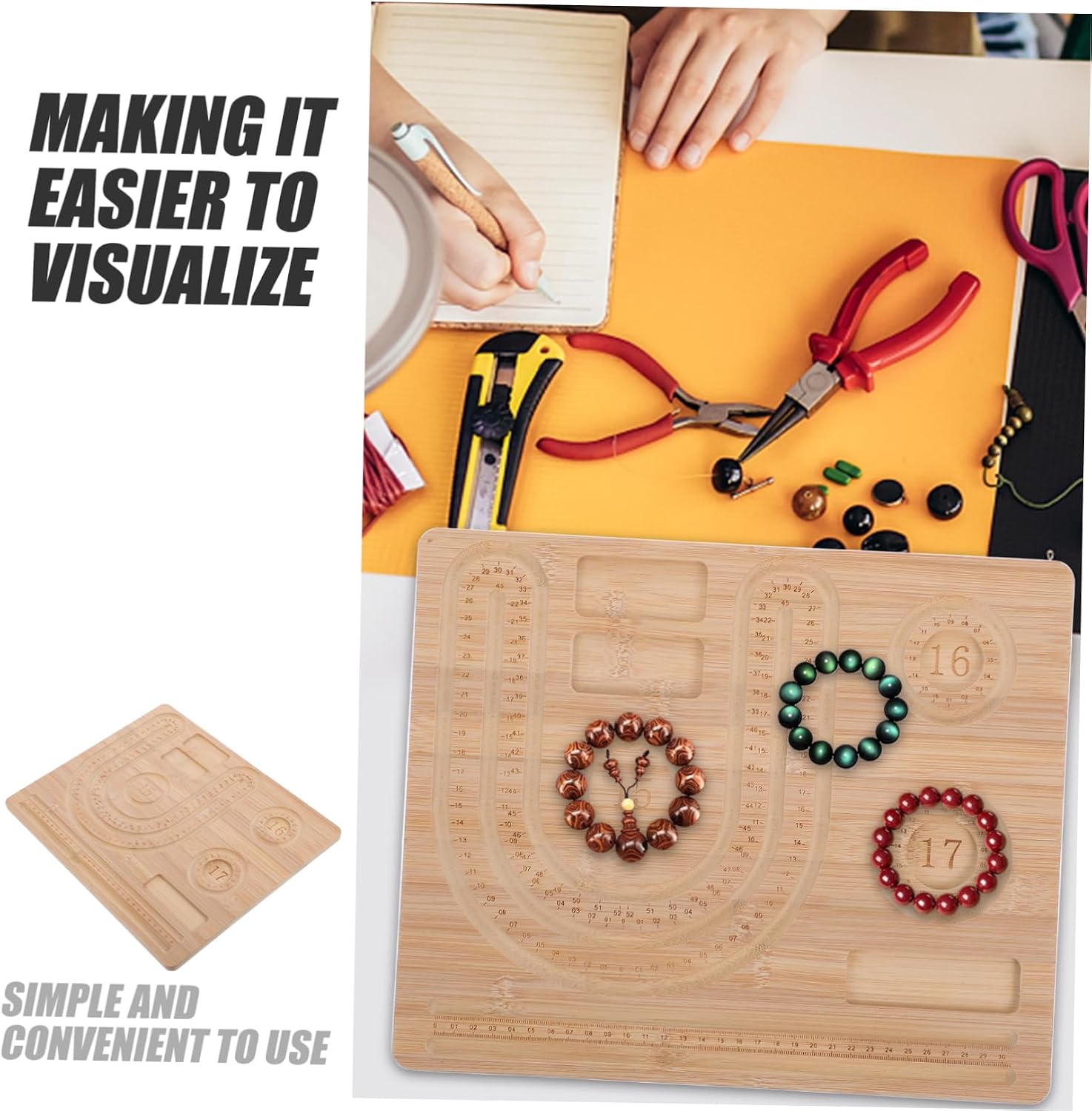 Wood Bead Tray Jewelry Making Board for DIY Bracelet Design