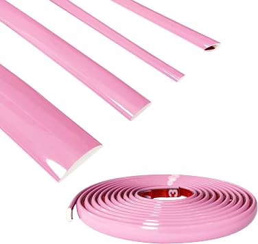 16Ft Soft Pink Car Motor Bike Self-Adhesive Exterior and Interior Molding Trim Universal Dashboard Bumper Window Door Body Side Decorative Strip Scratch-Proof Width 1/4 inch 6mm