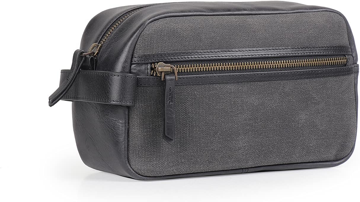 Londo Dopp Kits Borsa organizer da viaggio per trucco da barba in vera pelle unisex