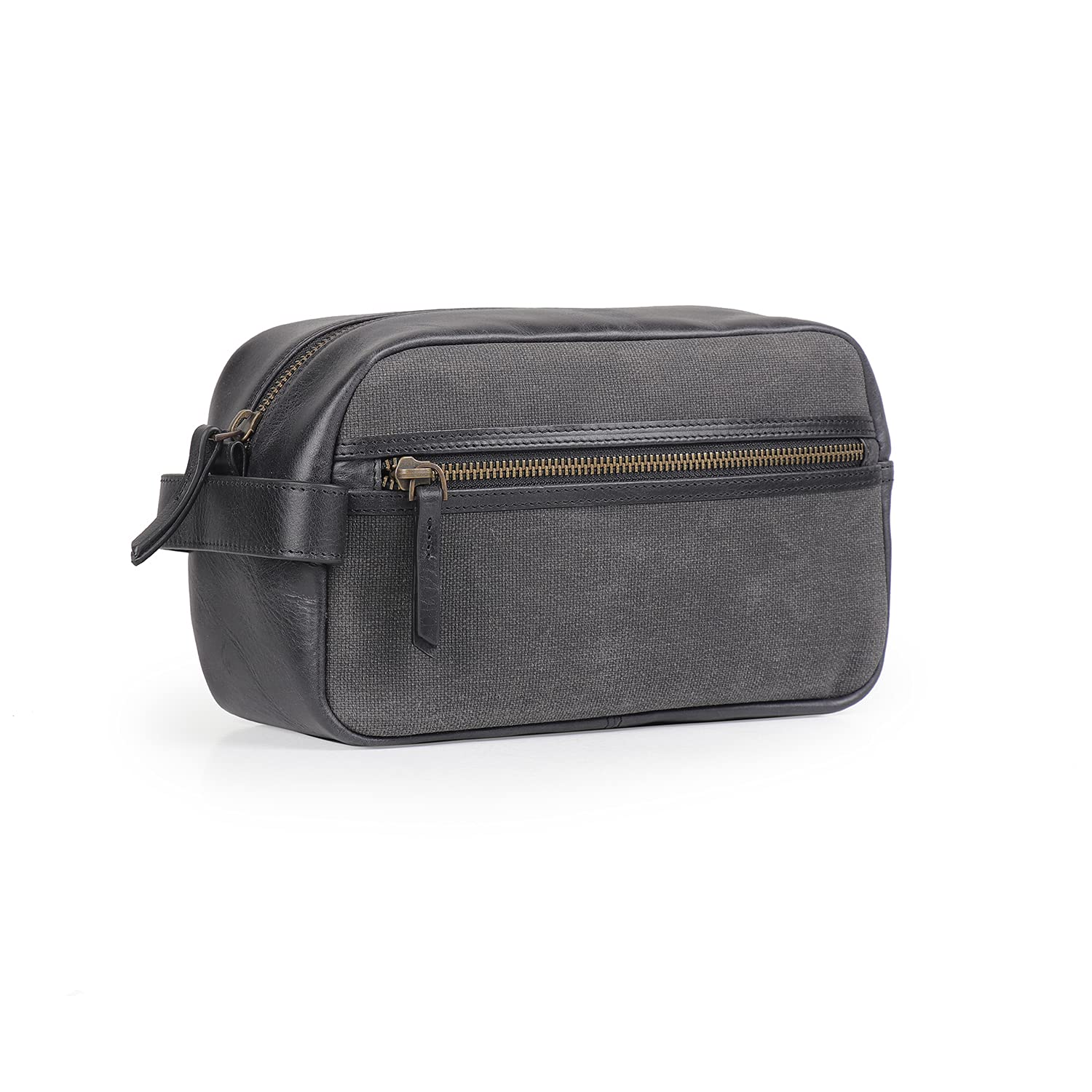 Londo Genuine Leather Travel Toiletry, Makeup, Shaving Organizer Bag - Dopp Kits - Unisex (Black/Black)