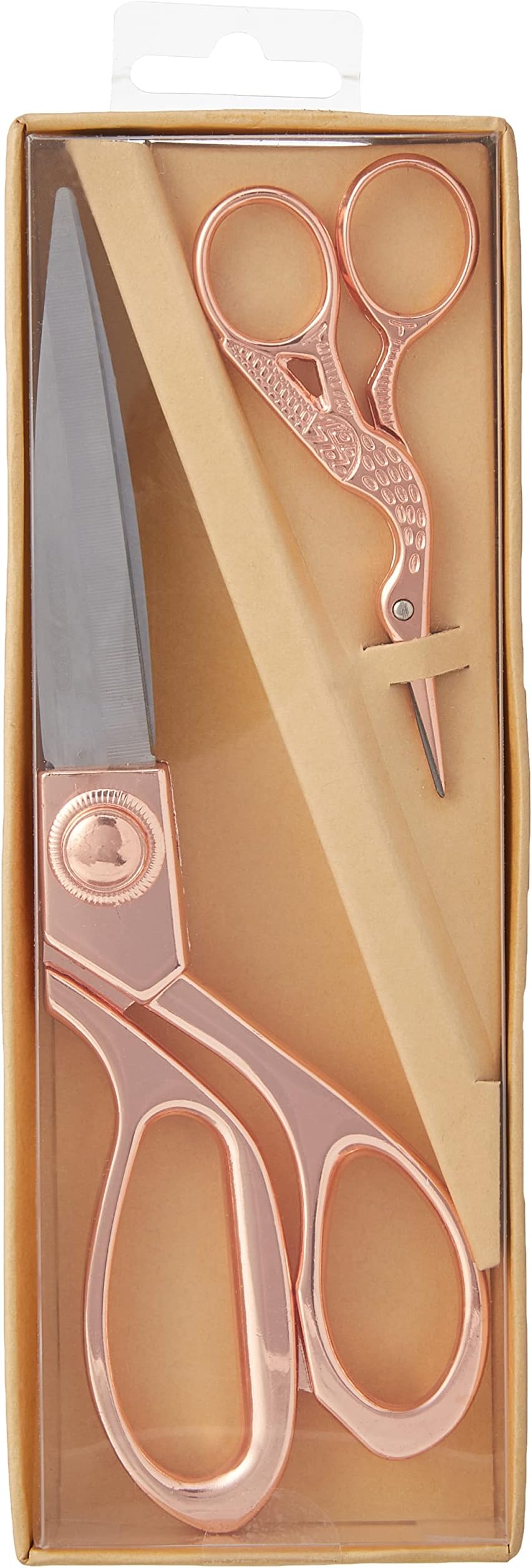 Milwards 2189014 Premium Gift Set-Includes Dressmaking Shears and Stork Embroidery Scissors, Metal, Rose Gold, 20cm and 9.5cm