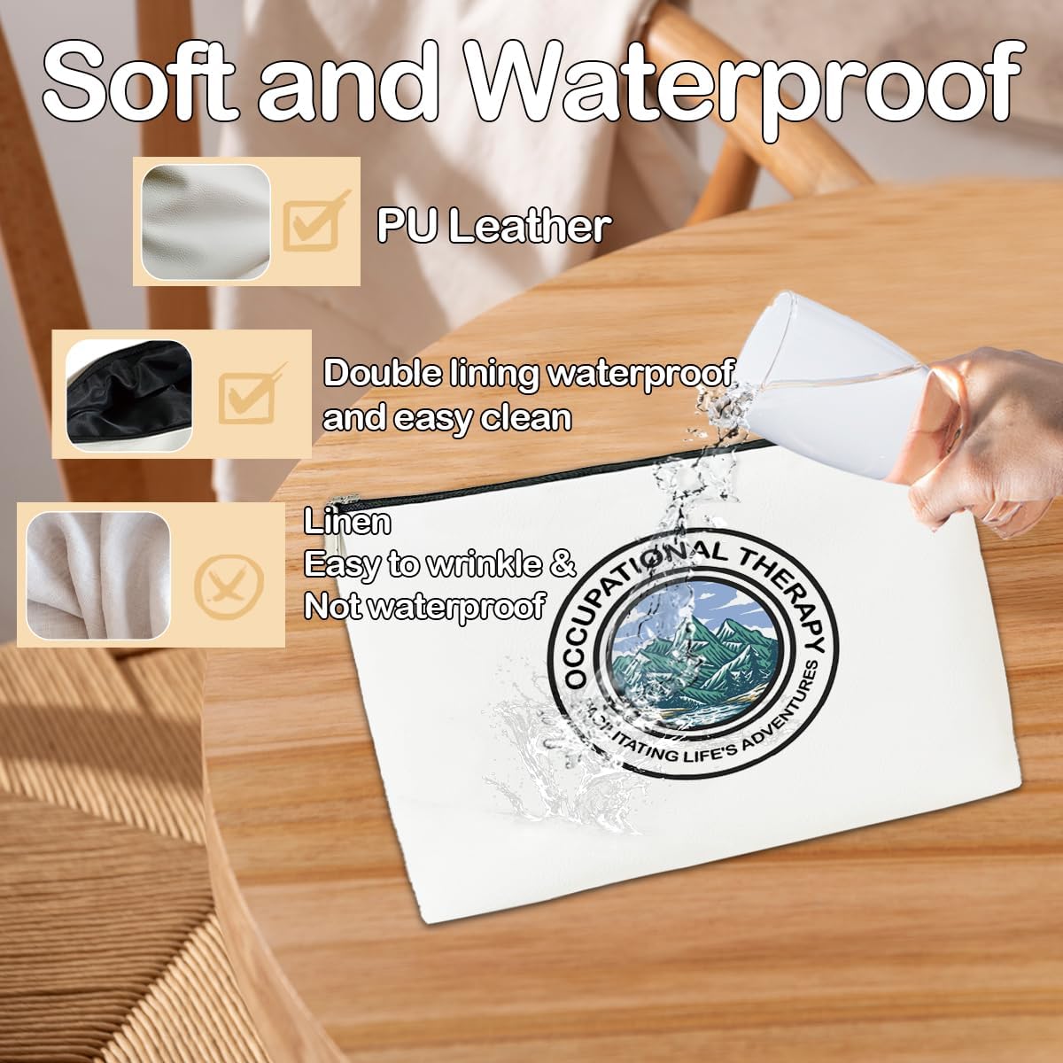 JioJio Chan Occupational Therapy Worker Gift, OT Month Appreciation Makeup Bag, Travel Toiletry Bags, Occupational Therapist Gifts for Women Coworkers Friends, PT PTA OT PU Leather Pouch - Image 2