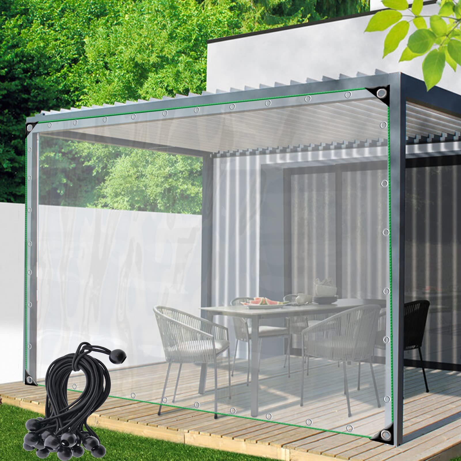 Rideaux d'extérieur transparents en bâche vinyle 0,5 mm pour pergola