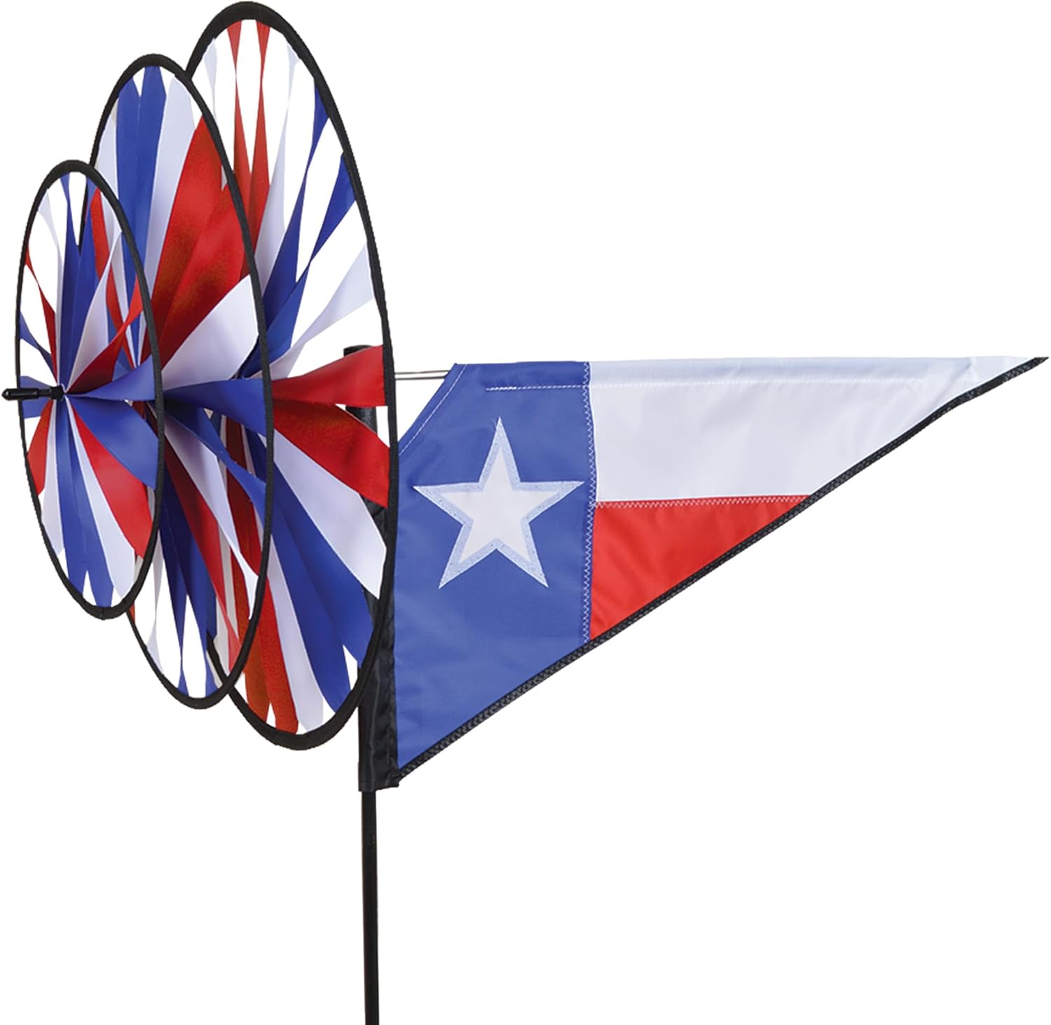 Premier Kites Triple Spinner Texas – Red, White & Blue Wind Spinner with Triple Wheels, Durable Weather-Resistant Fabric, Smooth Spinning Patriotic Outdoor Décor for Yards, Patios & Gardens
