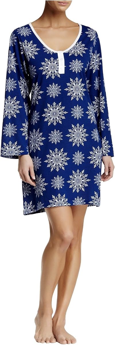 BHPJ by BedHead Pajamas Women's Faux Buttons Henley Nightshirt