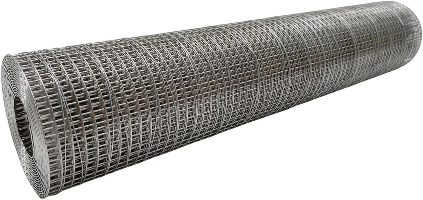 Stainless Steel Hardware Cloth，304 Stainless Steel Welded Wire Mesh Mesh Hole 6mm, Balcony Stairs Fence Poultry Cage Net(1x25m)