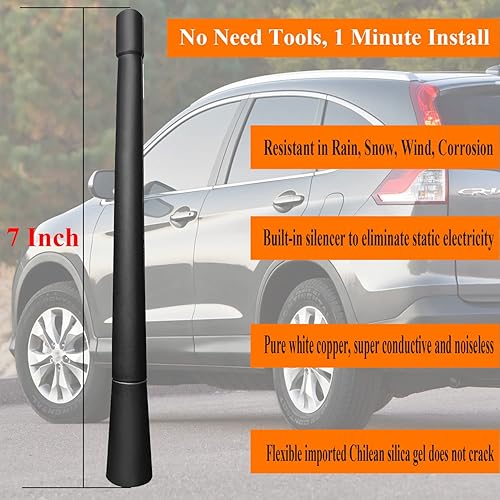 Miniatura 2 de Antena de repuesto de 7 pulgadas para Honda CRV (2007-2016), antena Honda CRV, mástil de antena de goma flexible