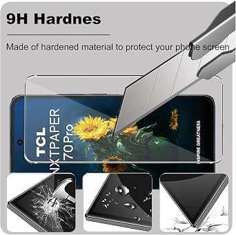 KZIOACSH 2 Pack Screen Protector for TCL NxtPaper 70 Pro, Ultra Slim 9H Hardness HD Clear Oleo-phobic Coating Anti-Scratch Bubble Free Protective Tempered Glass Film for TCL NxtPaper 70 Pro