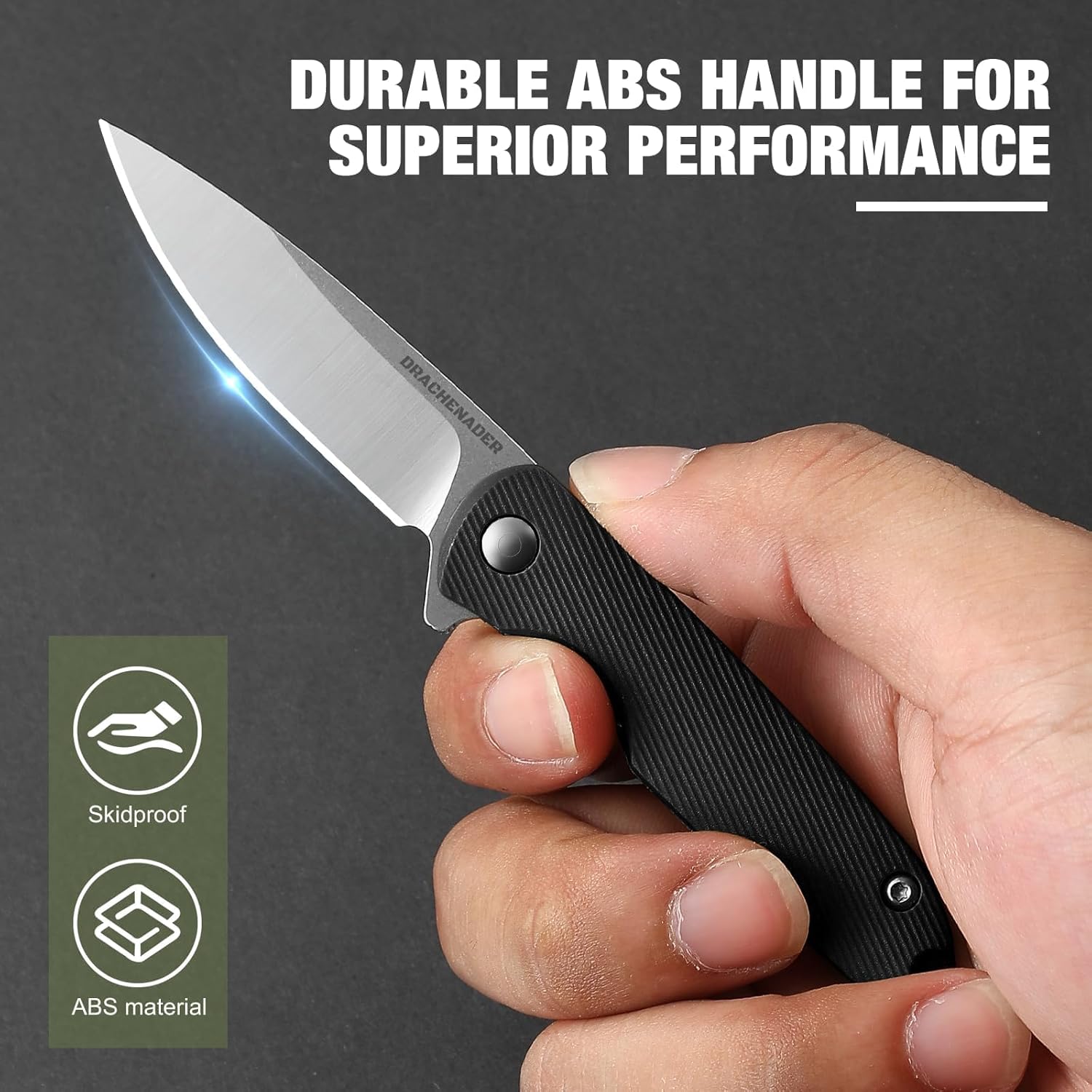 DRACHENADER Small Pocket Knives Keychain for Men 2 Inch Blade Mini Folding Knife (D- C-Silver Blade + Black)