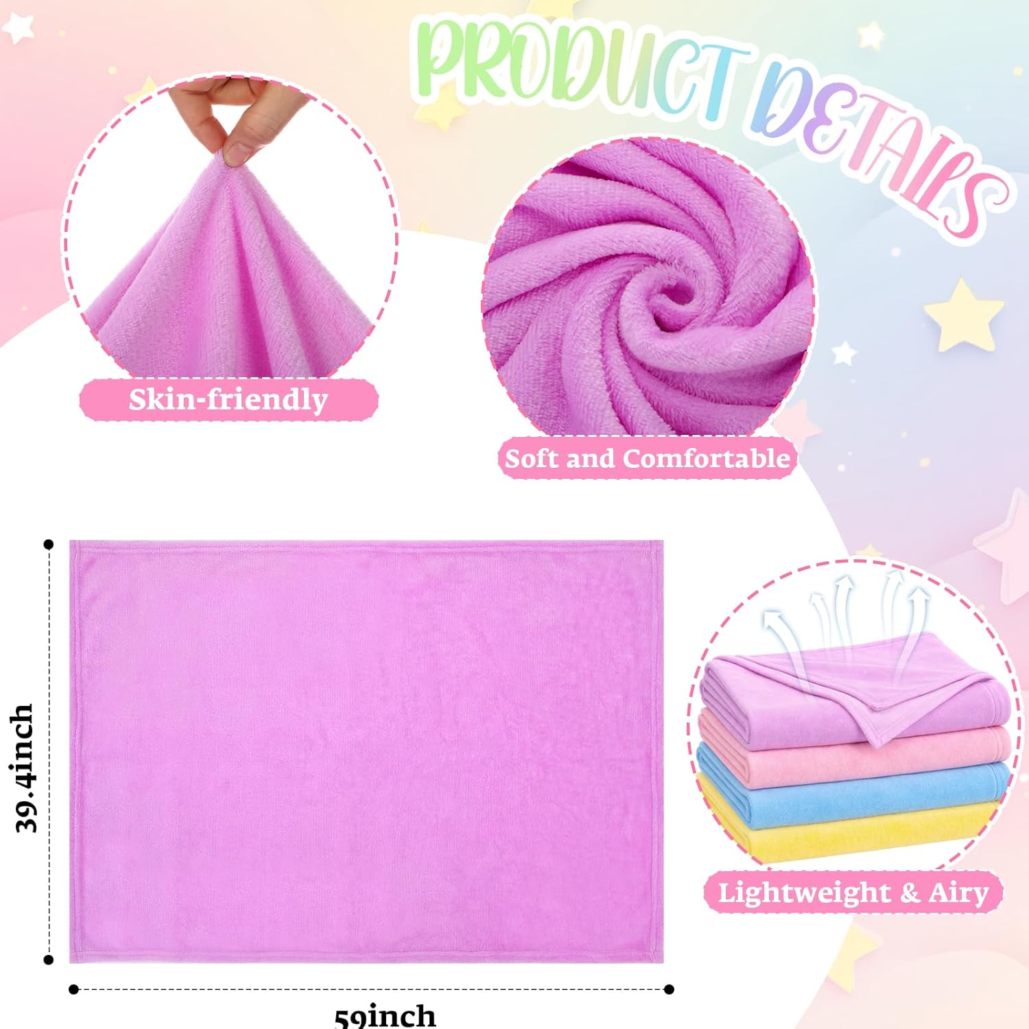 Tegeme 32 Pcs Sleepover Party Supplies Spa Party Favors Throw Blankets Spa Headbands Plush Eye Masks Scrunchies Comb with Makeup Mirror Sunglasses Hair Clip Organza Bag for Women Bachelorette Parties