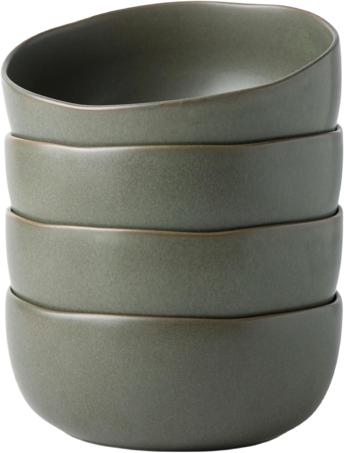 Stoneware Cereal Bowls for Kitchen, 28oz Large Ceramic Soup Bowls Set of 4 for Meal,Snacks,Soup, Oven, Microwave&Dishwasher safe Kitchen Bowls with Wavy Rim, Reactive Glaze Matte