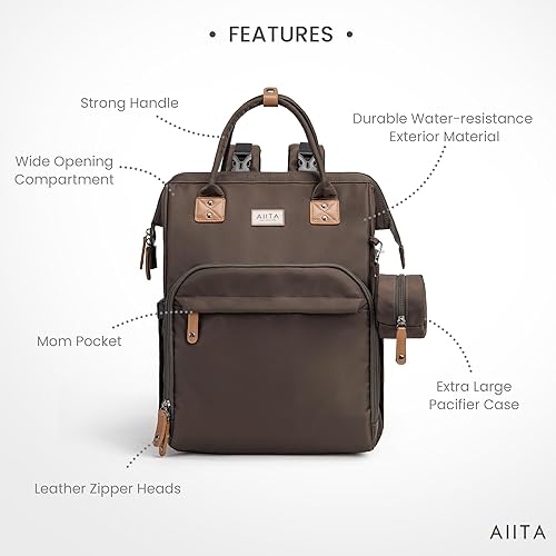 Miniatura 2 de Mochila para pañales, bolsa de pañales multifunción con cambiador, elegantes bolsas de bebé, mochila de pañales unisex grande para mamá y papá,