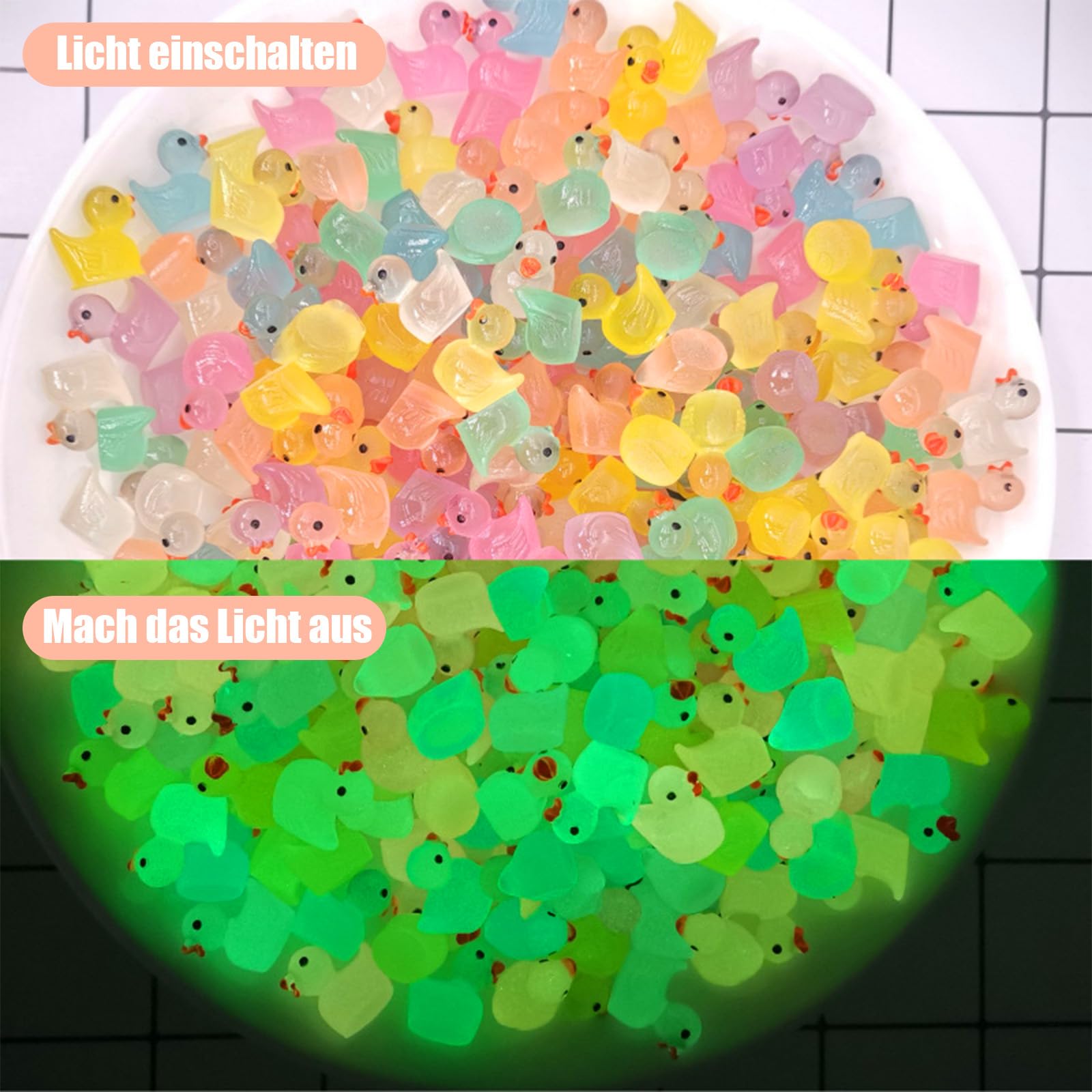 Acheter Lot de 100 mini-canards lumineux en résine, figurines miniatures de dessin animé, décoration de jardin féerique, micropaysage, DIY