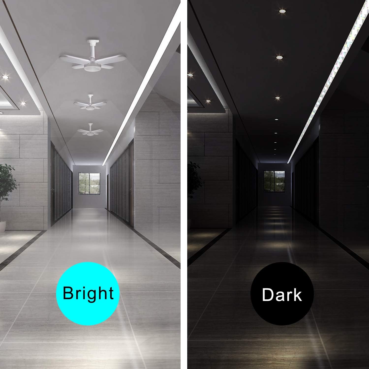 Blасk Frіdау - 60% оƒƒ Deformable LED Garage Light 2 Pack, 60W 6000LM Ultra-Bright Ceiling Light with 4 Adjustable Panels & 1 Center Light, E26 Base with Extender, 6000K Daylight White LED Shop Light for Warehouse Workshop