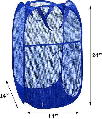 Miniatura 2 de Cesta de malla para lavandería, cesta de lavandería plegable, para dormitorio, dormitorio, apartamento, azul rey