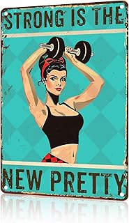 Gym Sign for Home Gym Decor Wall Art Strong Is The New Pretty Workout Metal Sign For Home Motivational Sign Fitness Workout Room Decor 8x12inch