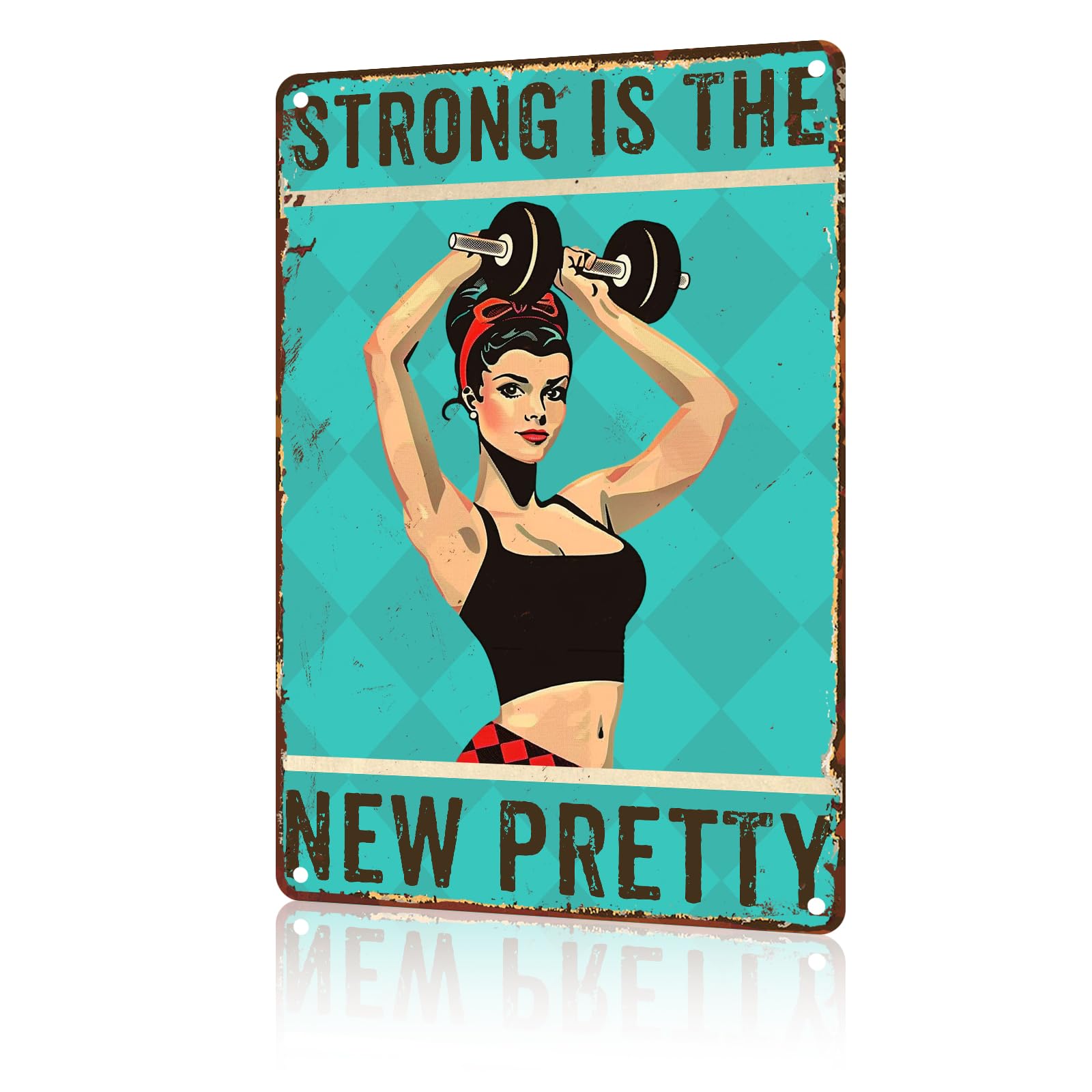 SMAZDFXX Gym Room Weightlifting Metal Tin Sign Is The New Pretty Motivational Sign For Gym Workout Sign For Home Gym Motivational Sign Fitness Sign Workout Room Decor Inspirational 12"x16"