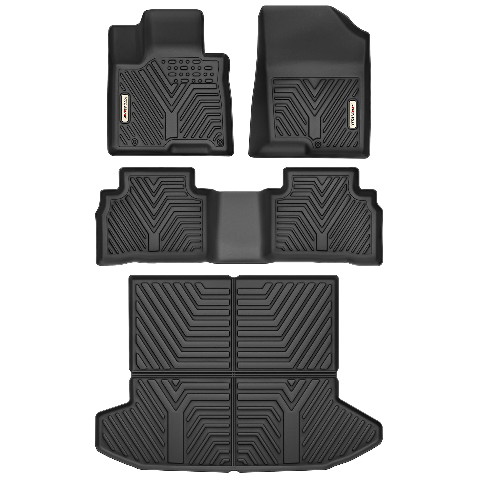 YITAMOTOR Floor & Cargo Mats for Hyundai Tucson 2022-2026 Not Hybrid & PHEV | All Weather Protection TPE Floor Liners, Includes 2 Rows and Cargo Liner Set, Trunk Mat Accessories, Black 2022-2026 Hyundai Tucson Full Set