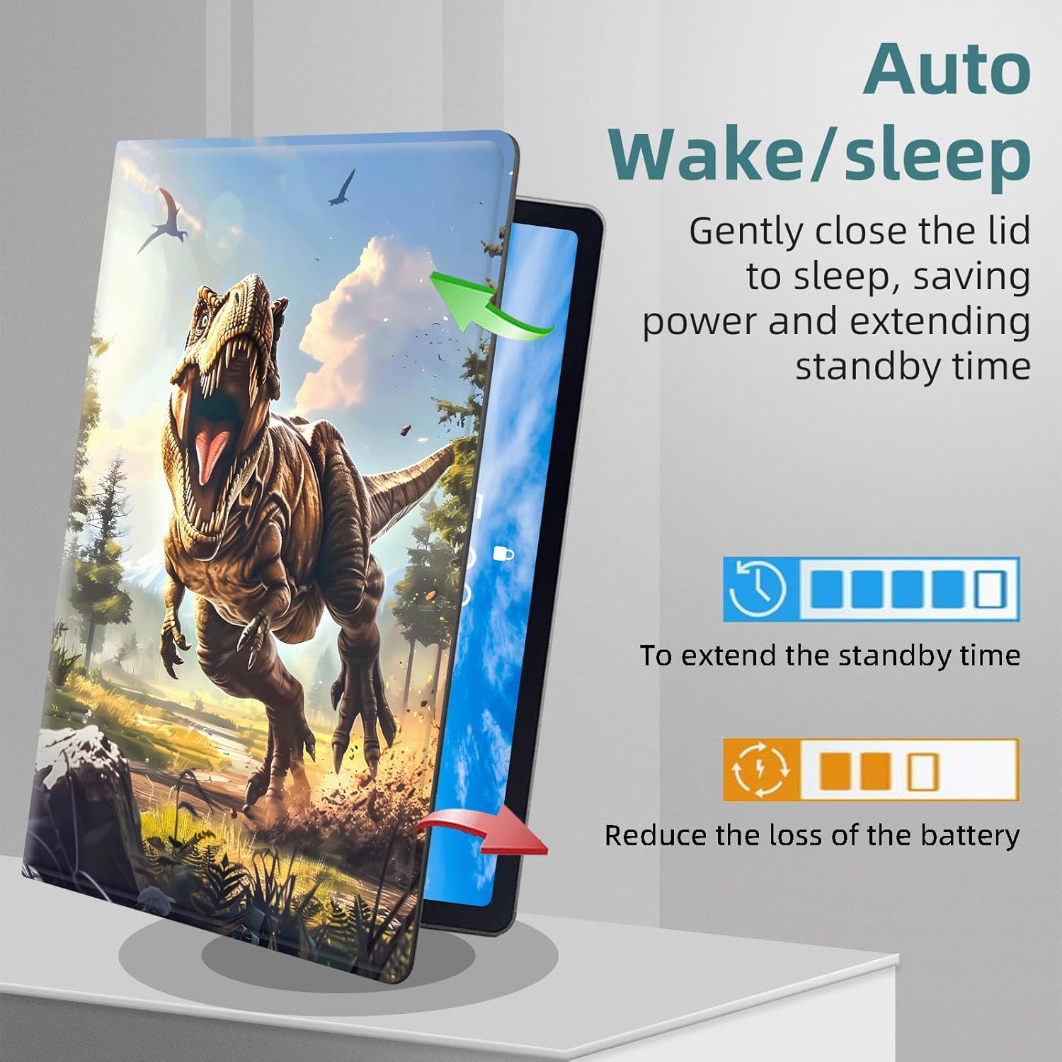 for Kindle Paperwhite 12th Generation Case 7", Auto Sleep/Wake, Ferocity Dinosaur Multiple Angles Viewing Folio Stand Case for Kindle Paperwhite 2024/ Kindle Colorsoft 2024