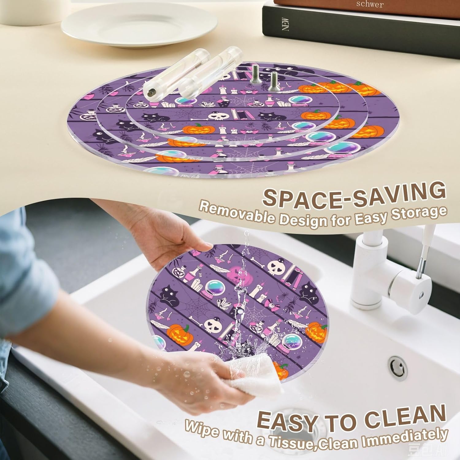 Cat Pumpkin Skull 3 Tier Acrylic Cupcake Stand, Cupcake Stand for 34 Cupcakes for Weddings, Christmas,Holidays,Parties,Birthday,Printed Cupcake Tower 23300133