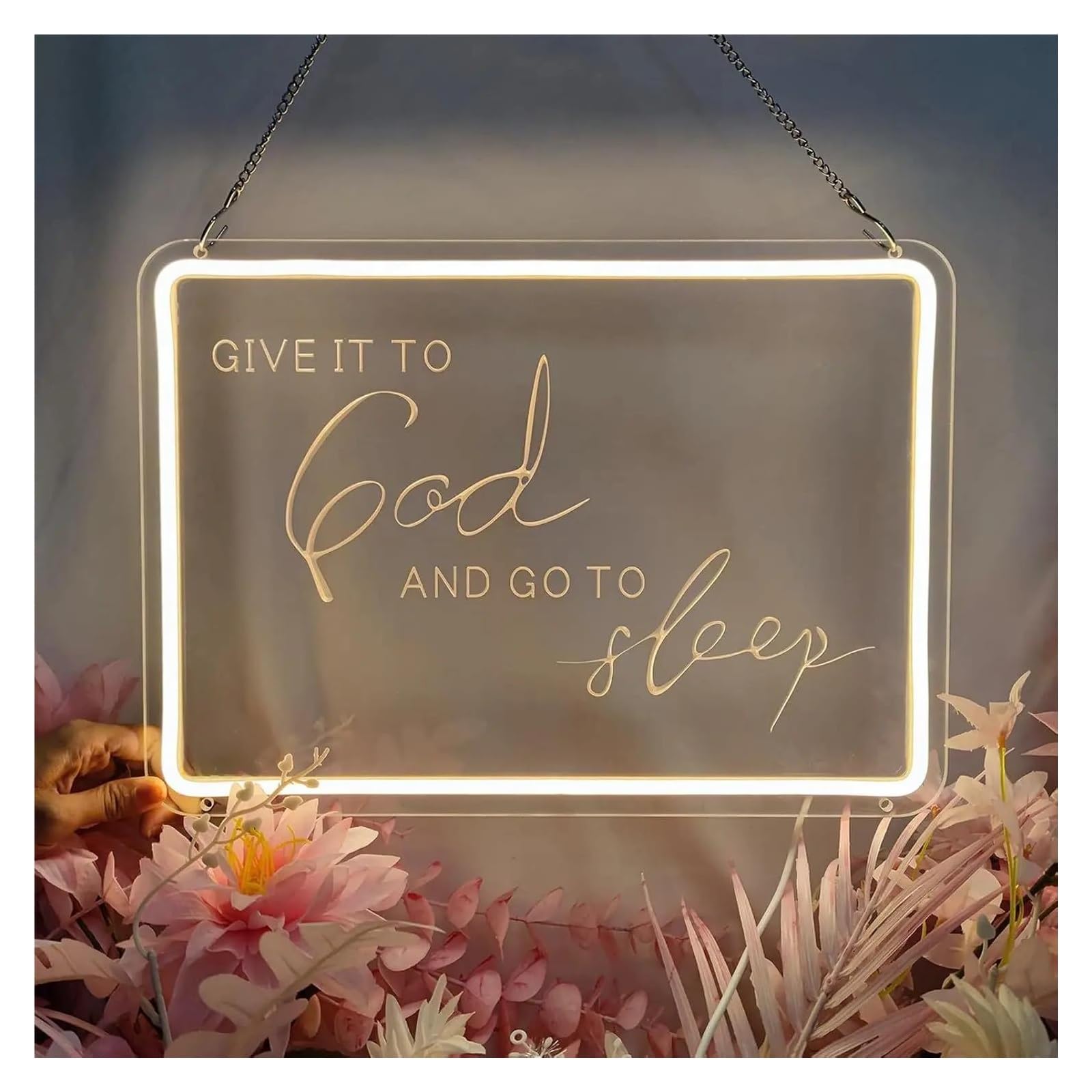 LEMST Sign Lamp God and Go to Sleep Neon Light - USB Powered, with Dimmer, for Bedrooms, Relaxing Decor 28.6x40cm