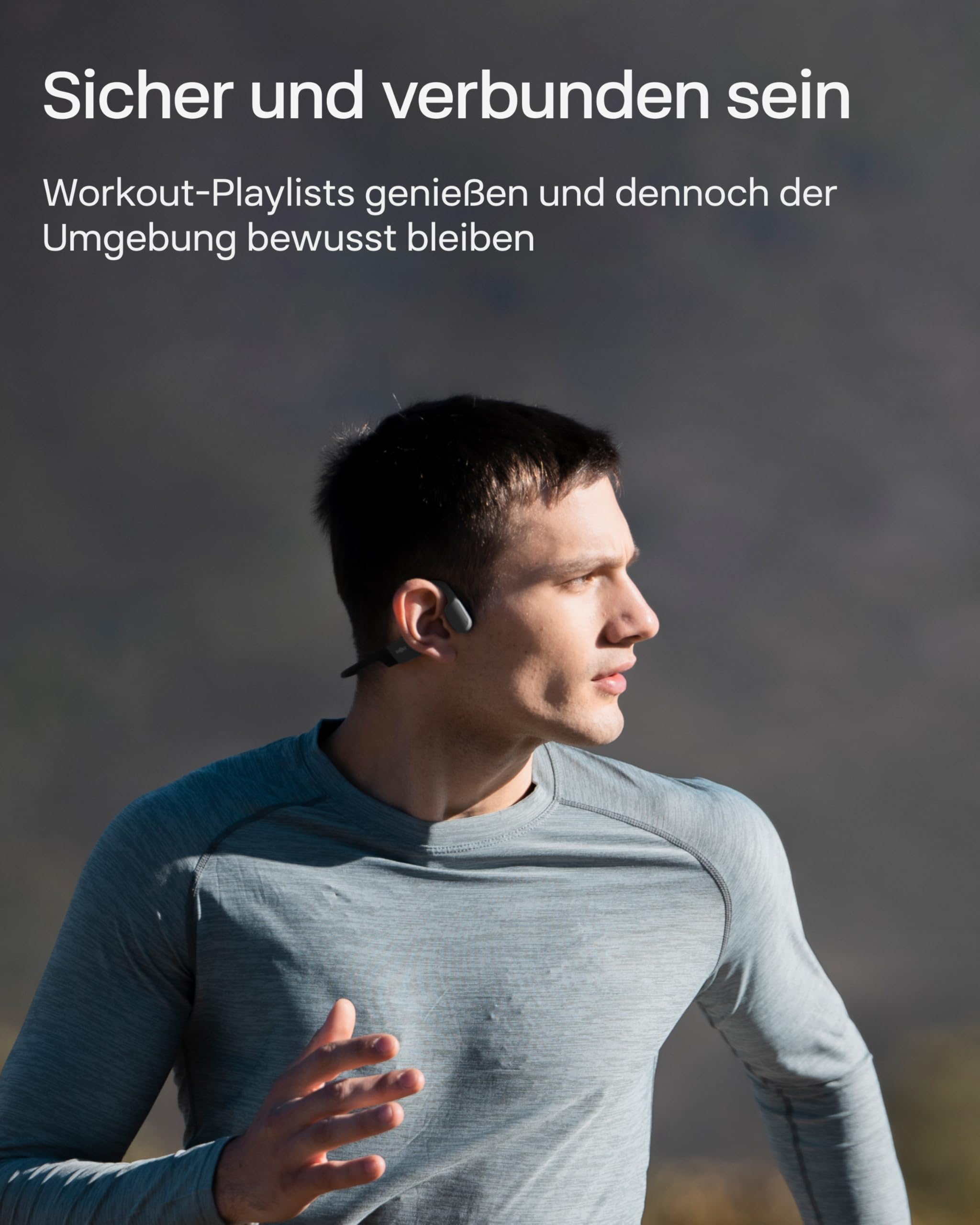 SHOKZ OpenRun Knochenschall Kopfhörer, Open-Ear Sport Bluetooth Kopfhörer mit Noise-Cancelling Mikrofon, IP67 wasserdichte kabellose Ohrhörer zum Laufen, 8 Std Spielzeit, USB-C, mit Sport-Stirnband