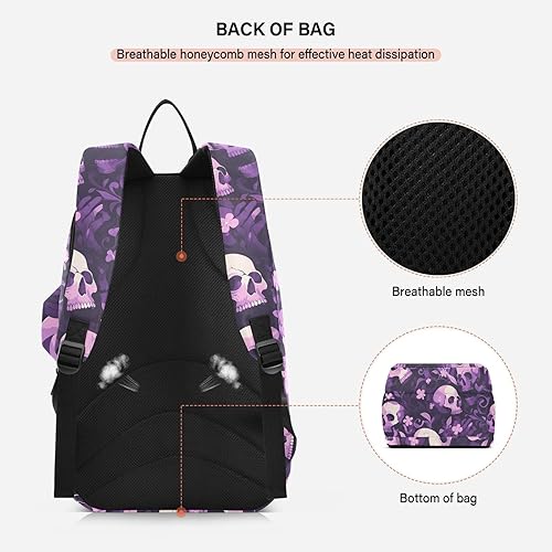 Miniatura 4 de Tennis Badminton Racket Bags Cute Sturdy Purple Mysterious Flower Skull 2 Tennis Rackets Padded Backpack for Men Women Tennis Sport bolsos para