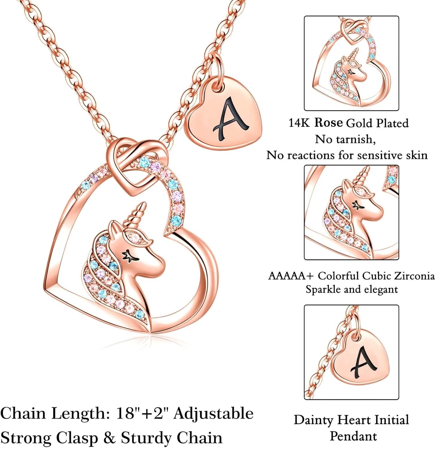 STORUP Valentines Gifts for Kids - Unicorn Gift for Girls, Heart Initial Necklace for Teen Girls Jewelry Initial Unicorn Necklace Valentines Gifts for Kids Daughter Granddaughter Niece - Image 5