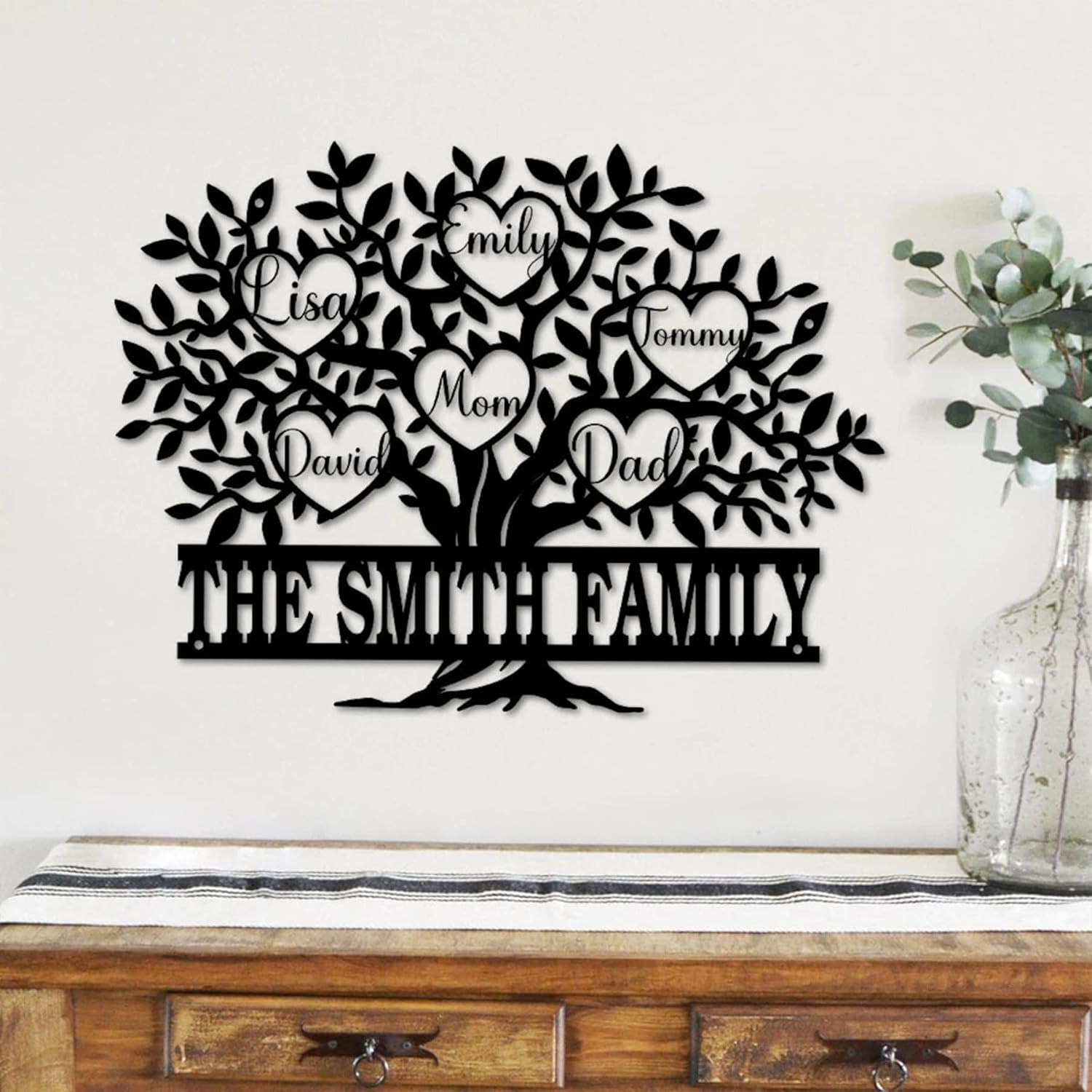 Amazon.com: Custom Family Tree Metal Sign With Names - Heart-Shaped ...