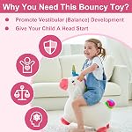 IPlay, iLearn Bouncy Pals Unicorn Hopping Horse Plush, Extérieur n Endoor Ride sur les jouets d'animaux, Hopper gonflable, Activité d'équitation Cadeau d'anniversaire pour 18 Mois 2 3 4 L'année de la petite fille de l'enfant W/Pump