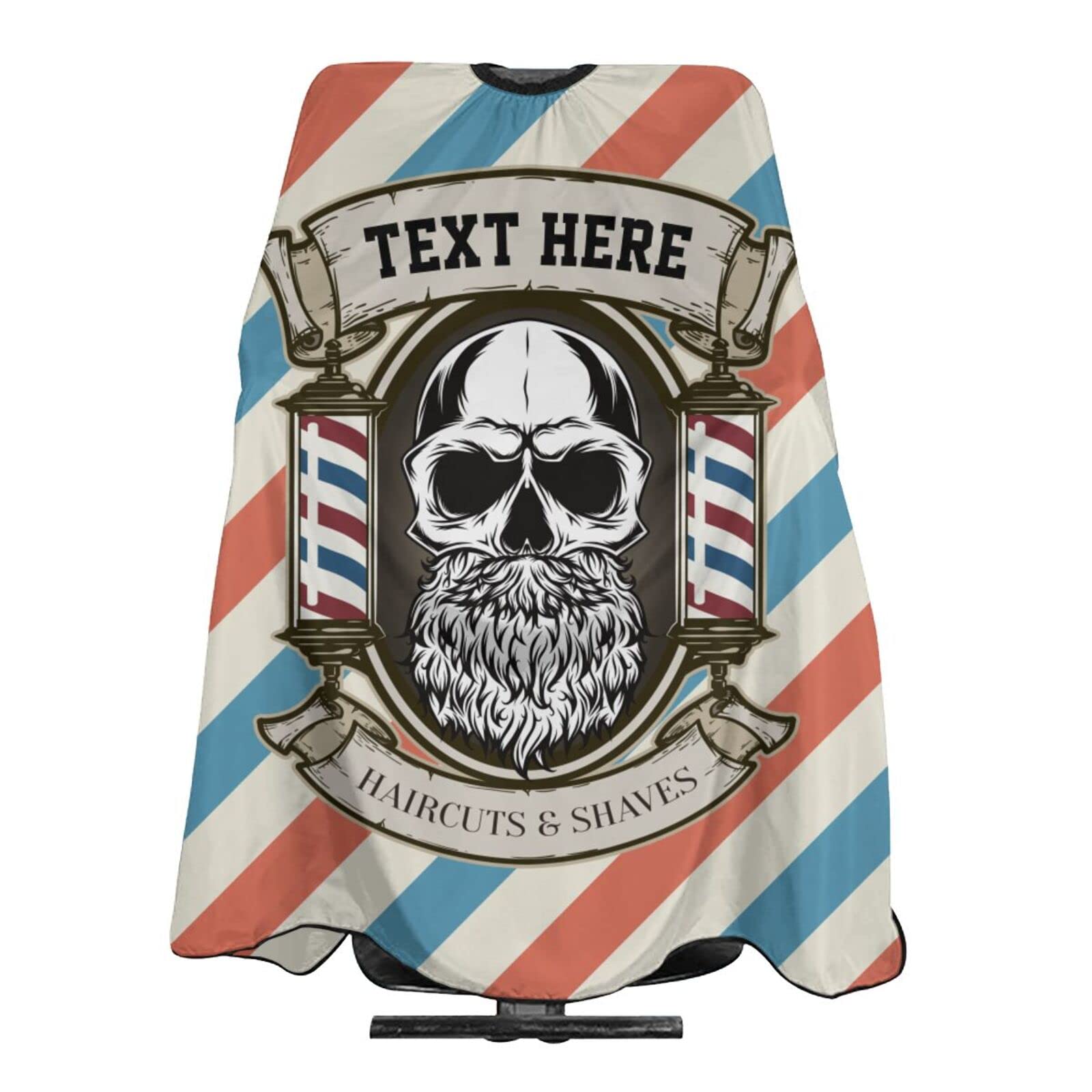 Custom Vintage Barbershop Skull Haircut Barber Cape Personalized Haircut Cape with Your Text Name Logo Salon Haircut Apron Customized Unisex Hair Cutting Cape Barber Hairdressing Cape for Men Women
