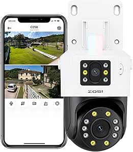 ZOSI C298 Pro 4K 8MP Add-on Dual-Lens(2x4MP) Security Camera Outdoor, 360 View Pan/Tilt PoE IP Camera, AI Human Vehicle Detect, Auto Track, Color Night Vision, SD Card Storage, Only Work with Our NVR asin的图片