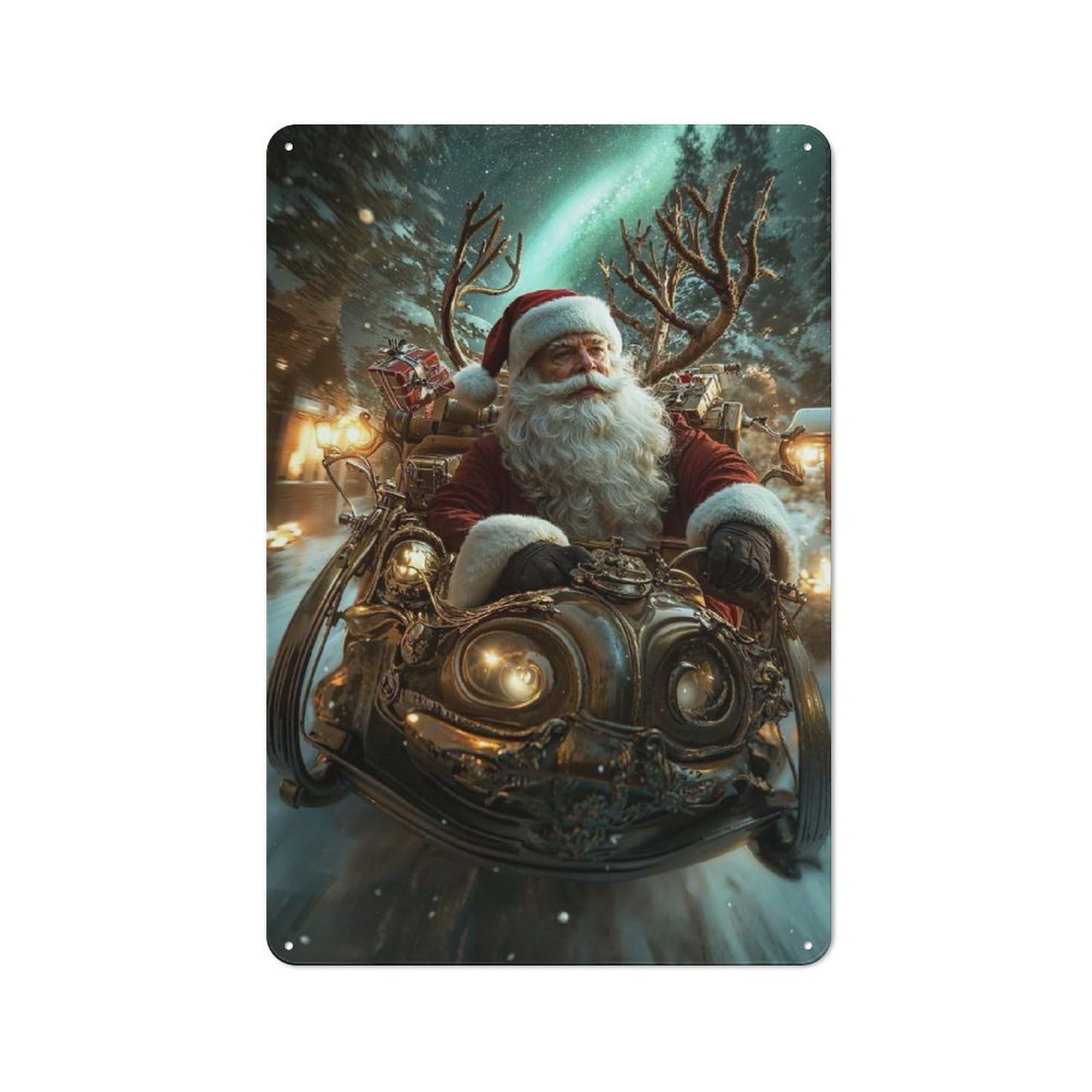 Junmoney Steampunk Santa Claus Retro-Style Tin Wall Plaque 30X20cm For Café Or Home Bar, New Home Wall Decor For Home Bar Enthusiasts