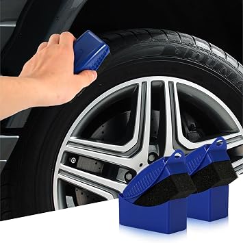 2PCS الاطارات تألق قضيب، الاطارات خلع الملابس قضيب، الاطارات تلميع تنظيف رغوة قضيب مع مربع مستطيلة، سيارة عجلة خلع الملابس تألق الاسفنج لتنظيف تلميع السيارات الصبح
