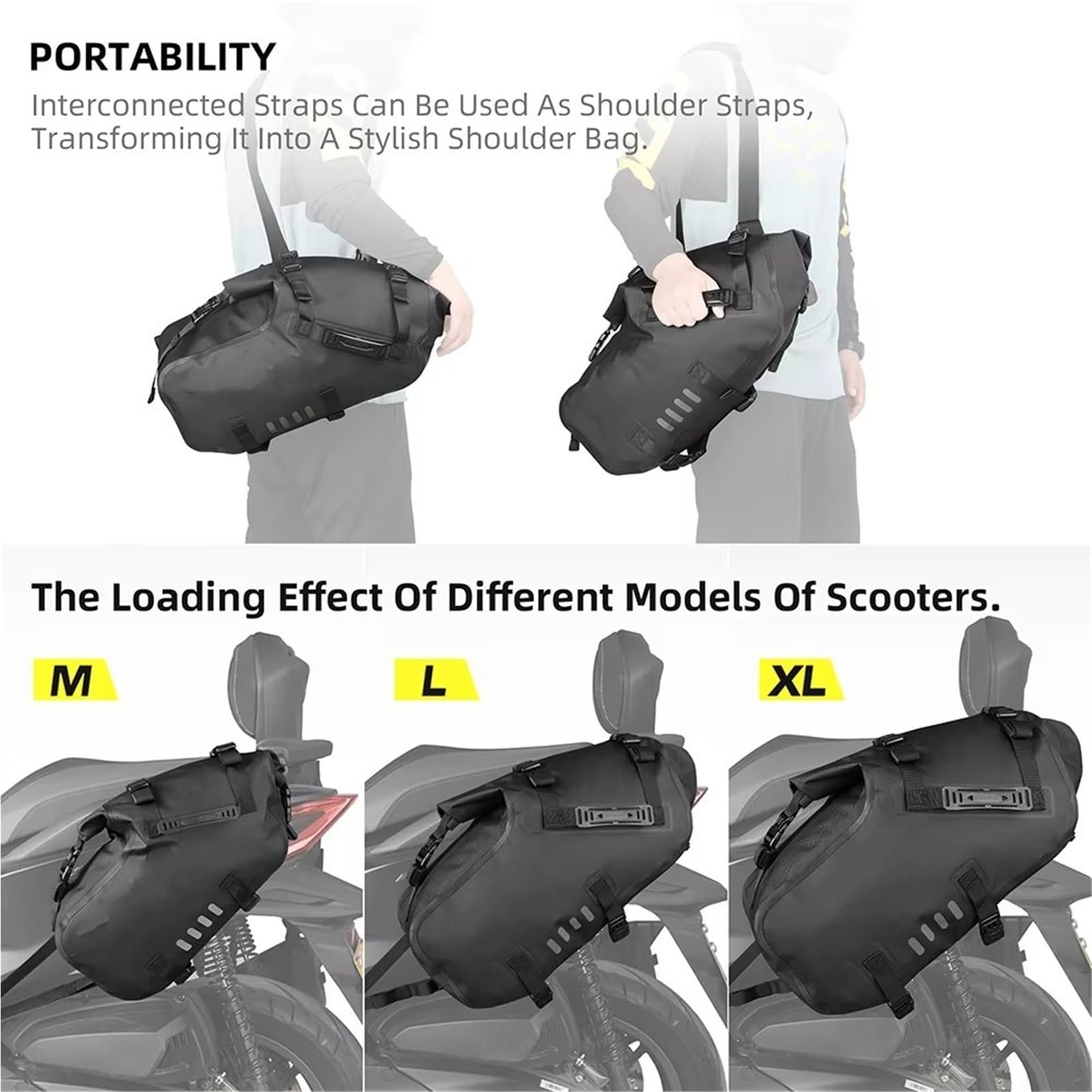 Borsa Moto Borsa Da Sella Impermeabile Per Motore 18L 28L 48L Per Scooter ADV 2 Pezzi Borsa Sella Moto(Black-18L(2 pcs))