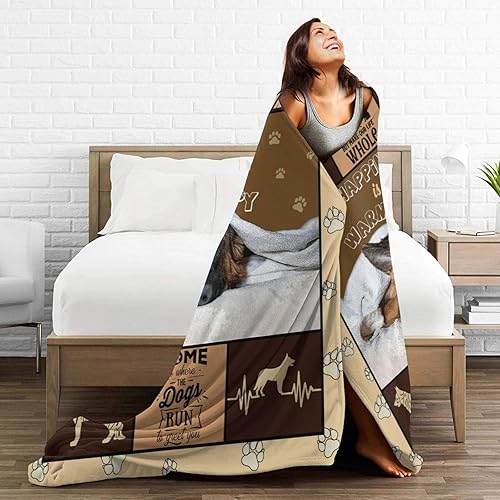 Miniatura 4 de Manta de pastor alemán, divertida manta de perro pastor alemán para niñas y niños, súper suave y acogedora manta de forro polar lindo manta mullida