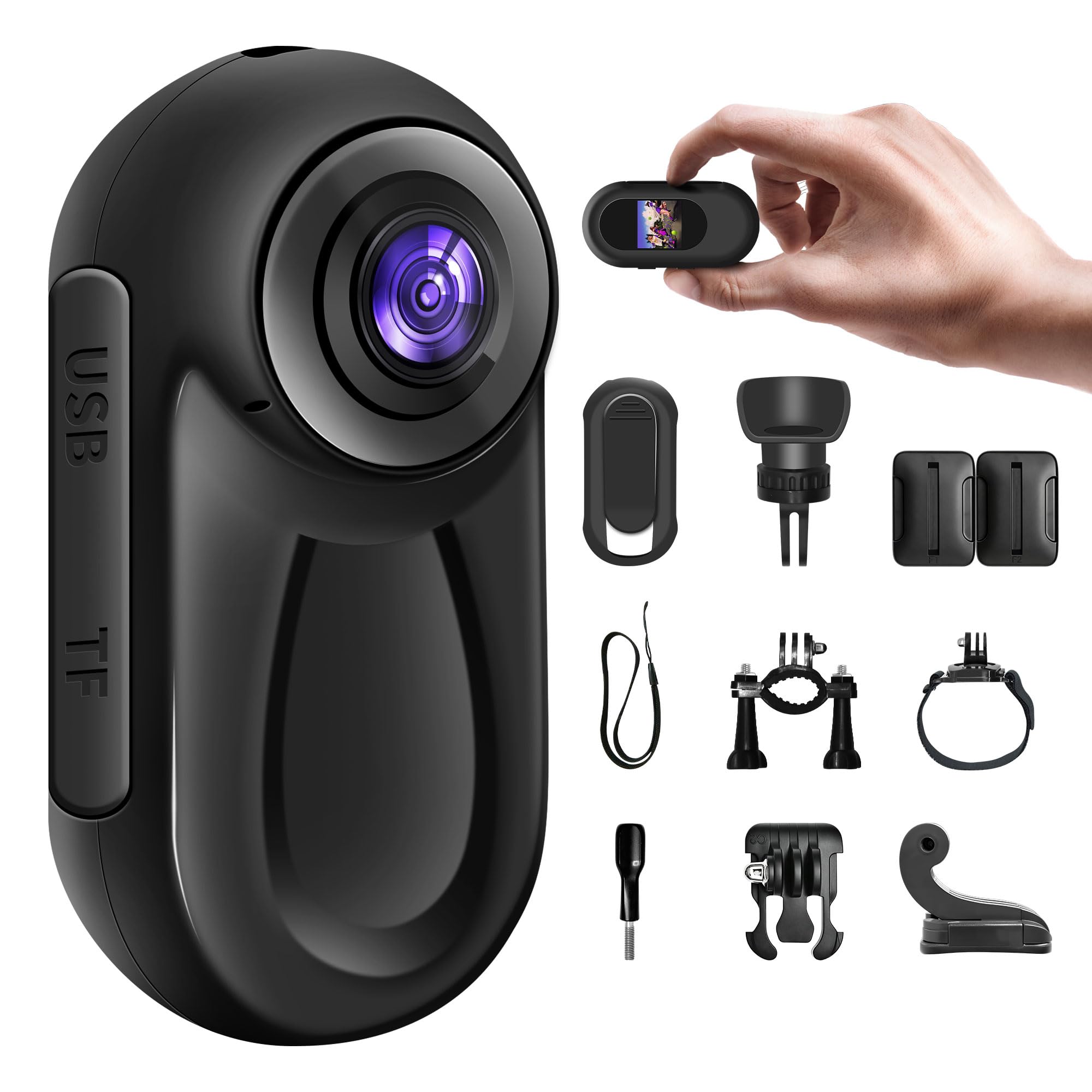 Mini Caméra Sport 1080P, Caméra Moto, Camera Portable