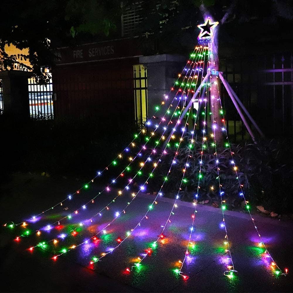 (New) Christmas Decorations Star String Lights, 320 LED Christmas Light Outdoor Yard Decorations Tree Light with 13" Star,Hanging Fairy Twinkle Light for Xmas New Year Holiday Party