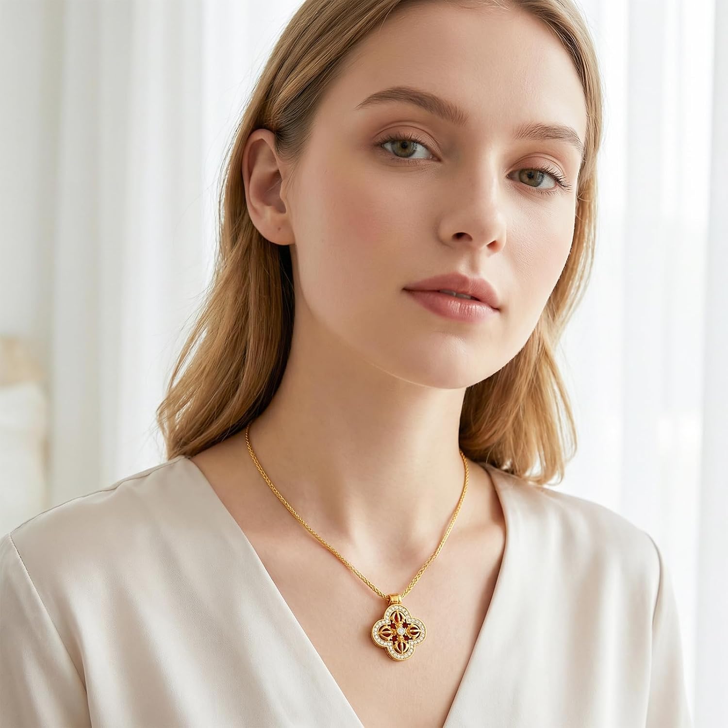 Gold Necklace for Woman, 18K Gold Plated Pendant Necklace, Elegant Cubic Zirconia Pendant, A Stylish Gift for Birthdays, Anniversaries, and Other Occasions. Adjustable Length. Includes Gift Packaging.