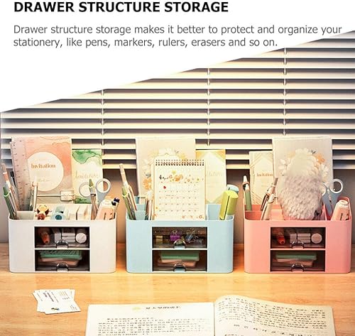 Miniatura 9 de Operitacx Caja organizadora de escritorio transparente para dormitorio, suministros de oficina y cosméticos, diseño que ahorra espacio para un