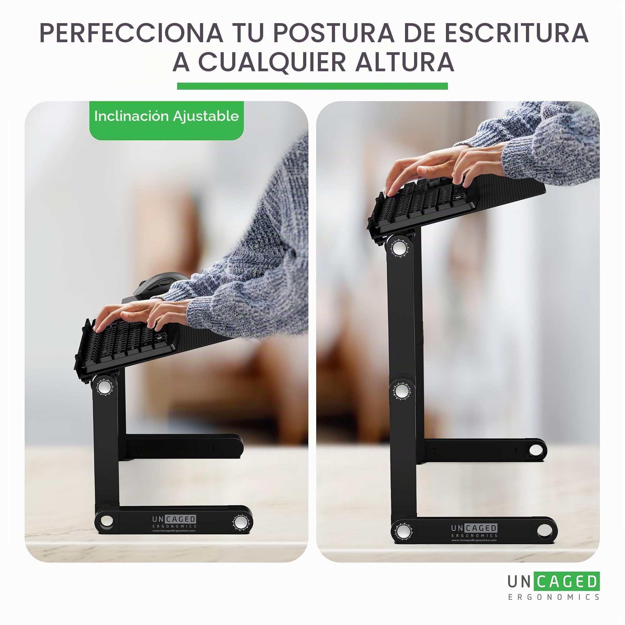 WorkEZ Soporte Ajustable para Teclado y ratón de Ordenador de Escritorio, Elevador, ergonómico, Aluminio, portátil