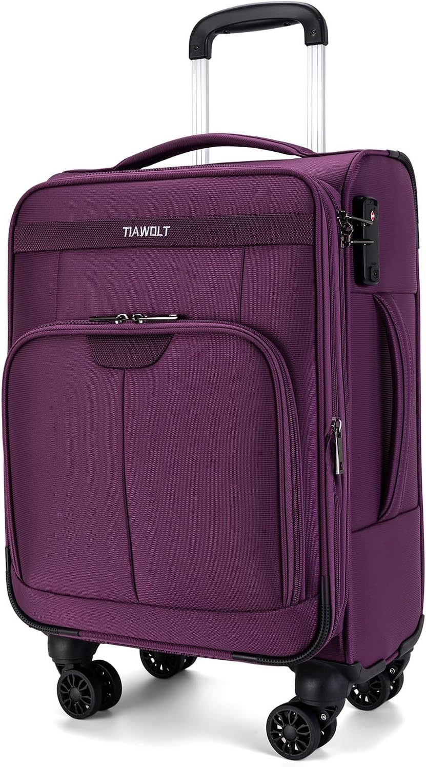Carry on Suitcase 22x14x9 Airline Approved,20 inch Lightweight Suitcases with 360° silent swivel wheels, TSA Lock and Compartment, Large Capacity travel Suitcase-Purple