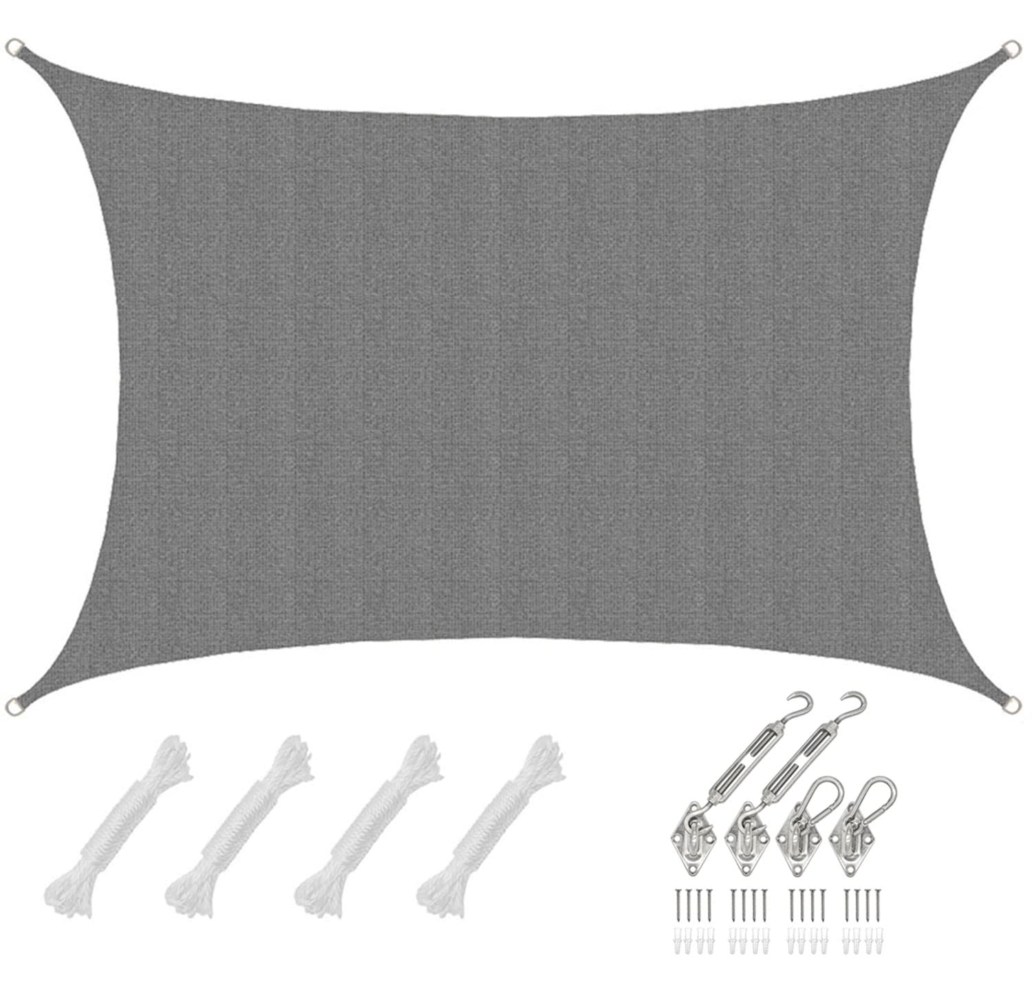 AMANKA 4x6m UV Sonnensegel Rechteckig Wasserdurchlässig - Sonnenschutz Terrassenüberdachung mit Befestigung - Rechteck Sonnendach Terrasse Balkon Wohnwagen Carport - Pool Segel Sichtschutz Garten