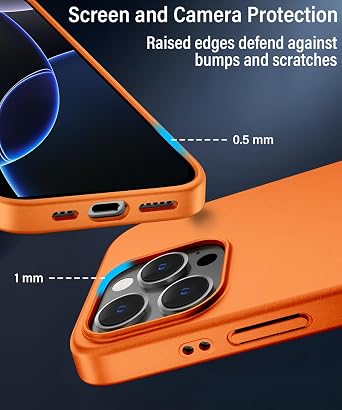 X-level Magnetic Case for iPhone 16 Pro, Shockproof, Non-Slip, Slim, Orange