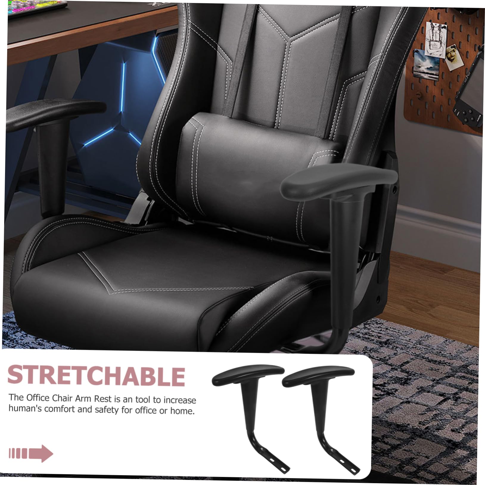 HOMSFOU 2Juegos Reposabrazos PU para Silla de Oficina y Gaming Almohadillas para Reposabrazos Ergonómicos Accesorios para Sillas de Oficina y Escritorio Compatibles Mayoría Sillas
