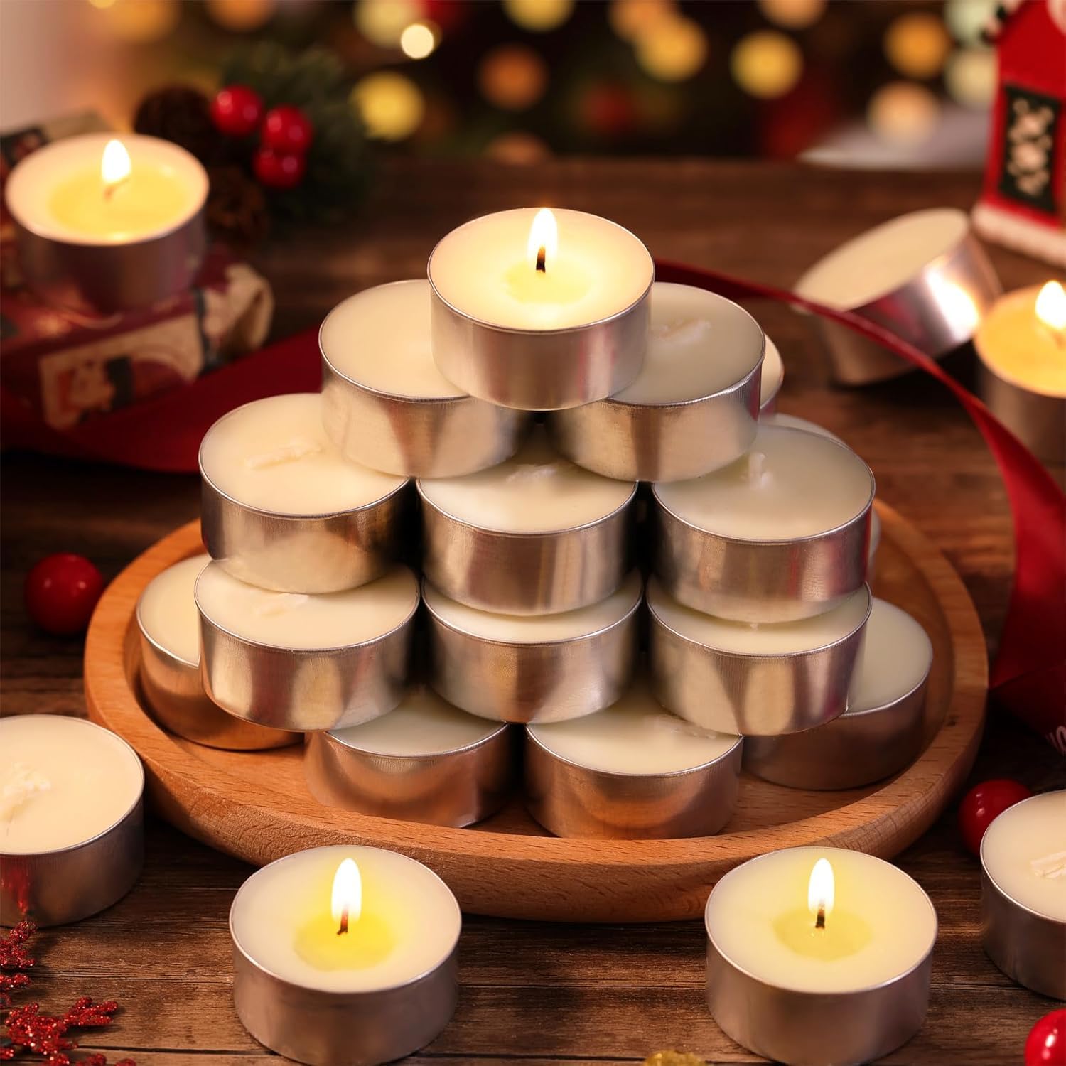 LETINE Tealight Candles, White, 50pcs