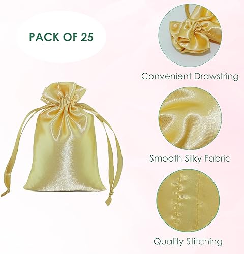 Miniatura 3 de SIMPLECOOL 25 bolsas de satén con cordón para regalo. Pequeñas bolsas de joyería. Mini bolsas de regalo para fiestas de cumpleaños, bodas, baby